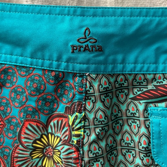 Prana Teal and Brown Floral Swim / Surf Shorts / L - Picture 6 of 11